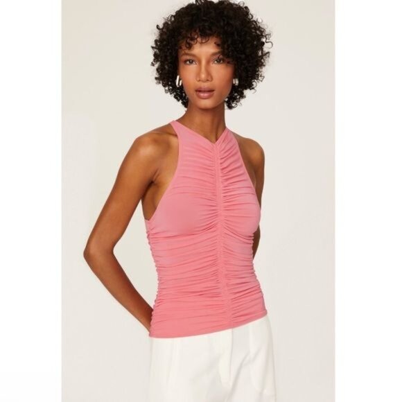 A.L.C. Adley Ruched Sleeveless Top in Pink Size M - Picture 4 of 15